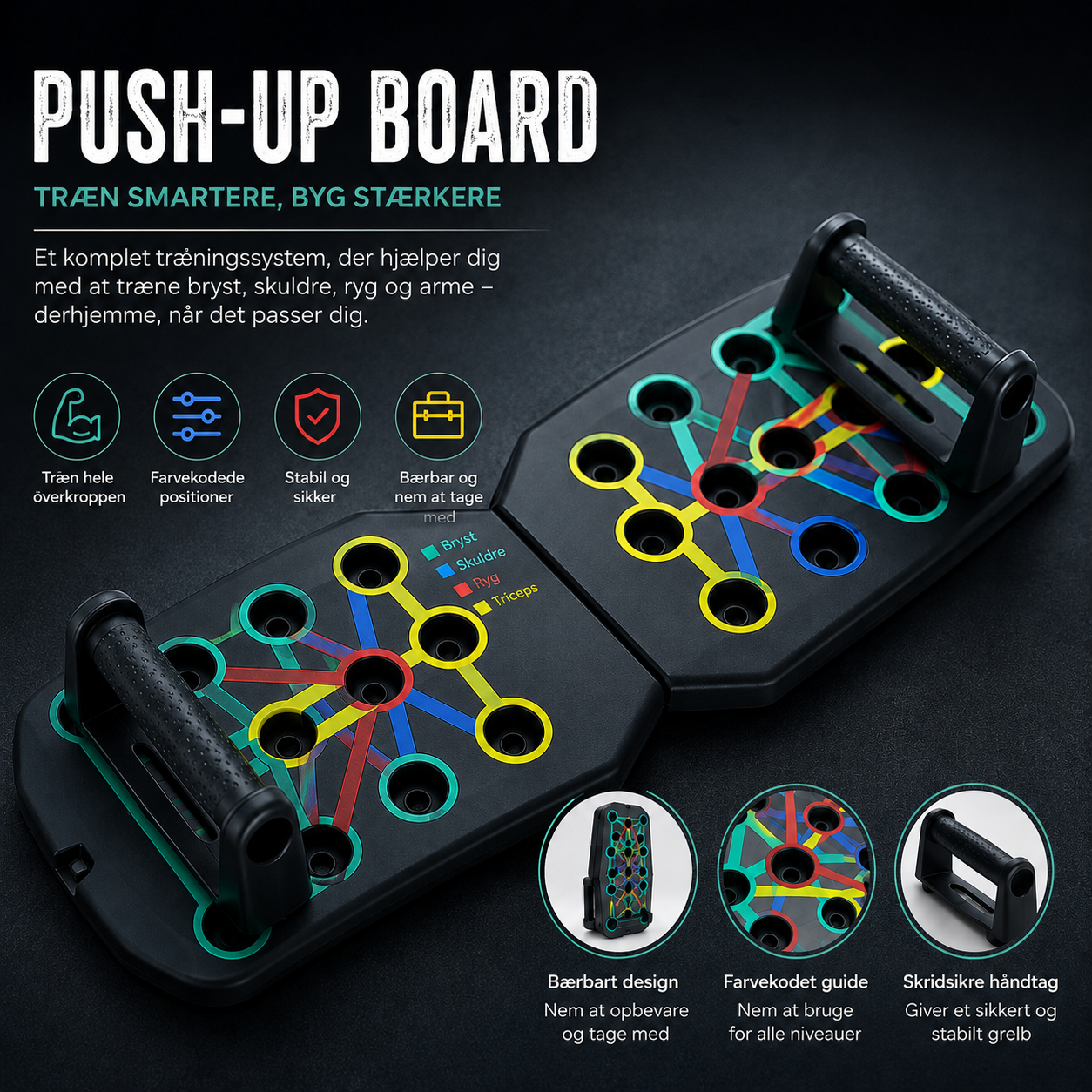 Multifunktionelt Push-Up Board – Effektiv Træning af Overkroppen
